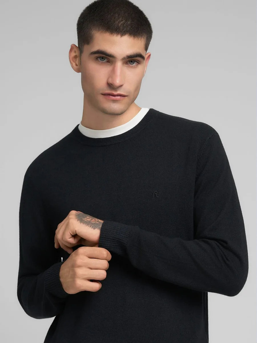 Pullover Replay nero in misto lana