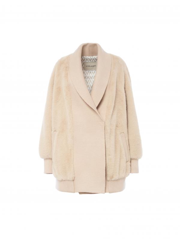 Giaccone faux fur ostrica