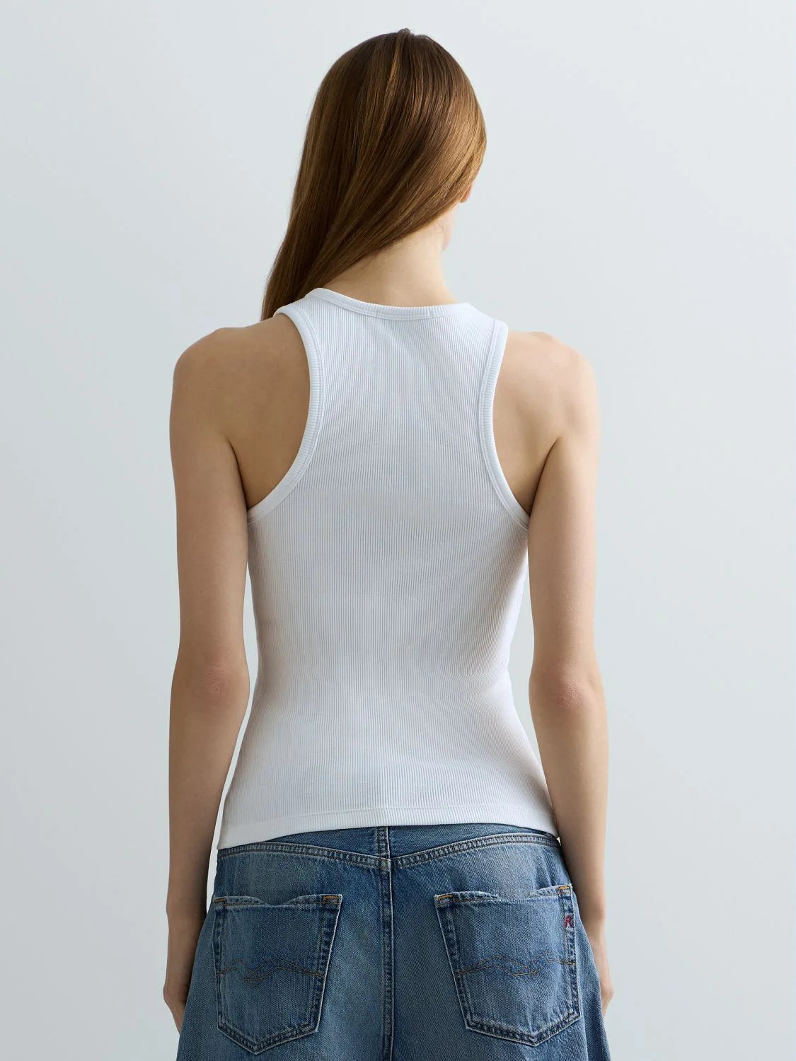 Top cotone costine Replay bianco