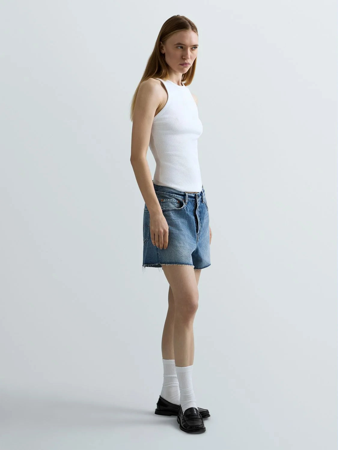 Top cotone costine Replay bianco