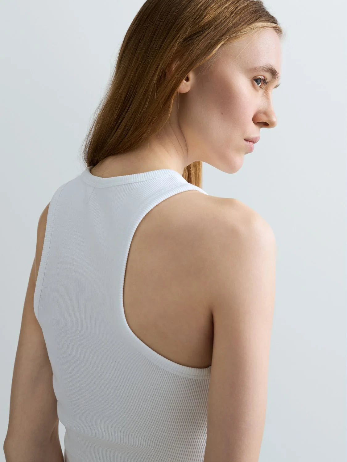 Top cotone costine Replay bianco