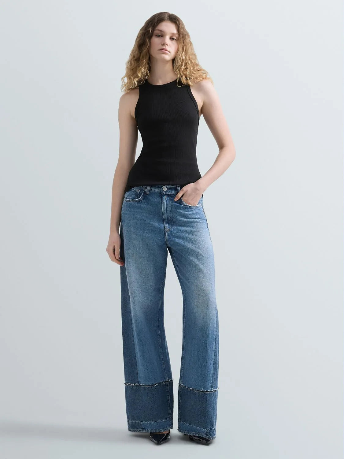 Top cotone costine Replay nero