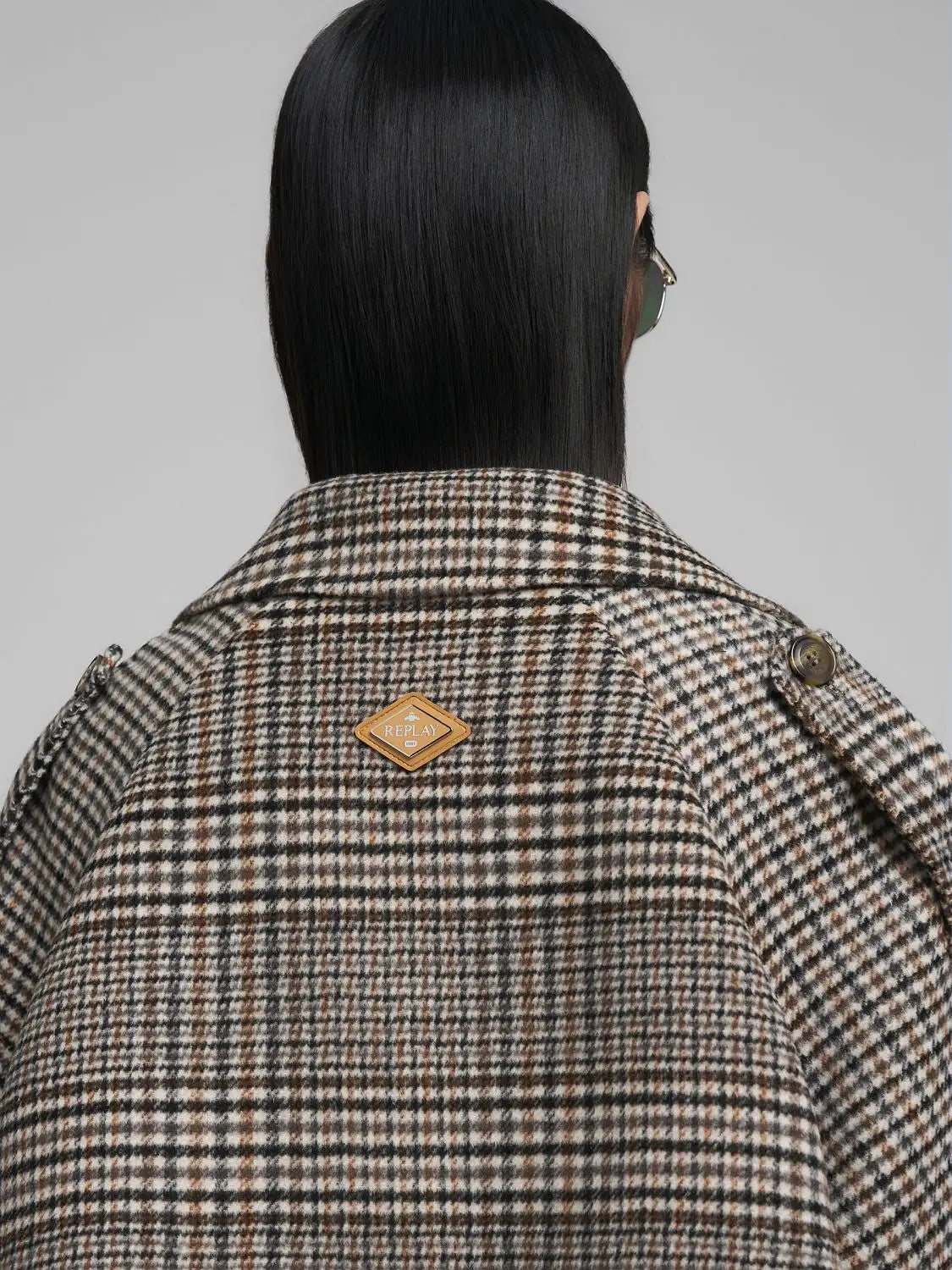 Capotto over lana check Replay