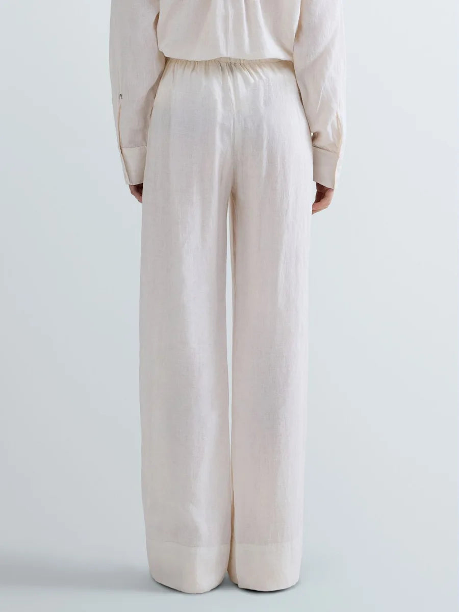 Pantaloni over in lino Replay bianco