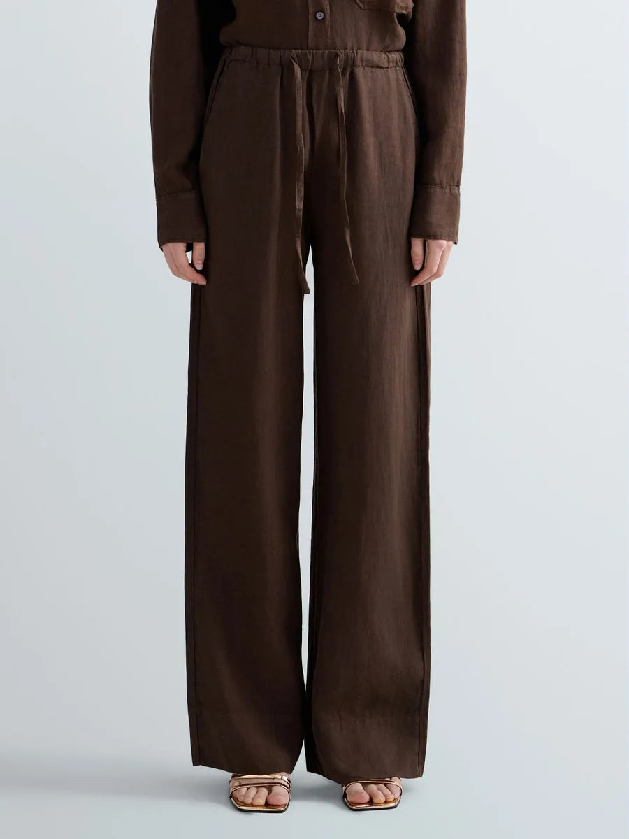 Pantaloni over in lino Replay cioccolato