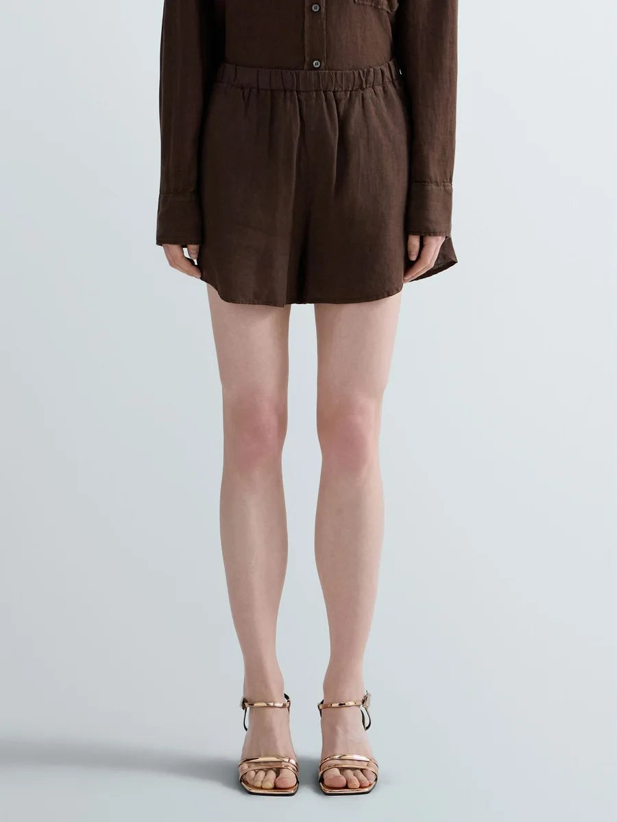 Shorts over in lino Replay cioccolato