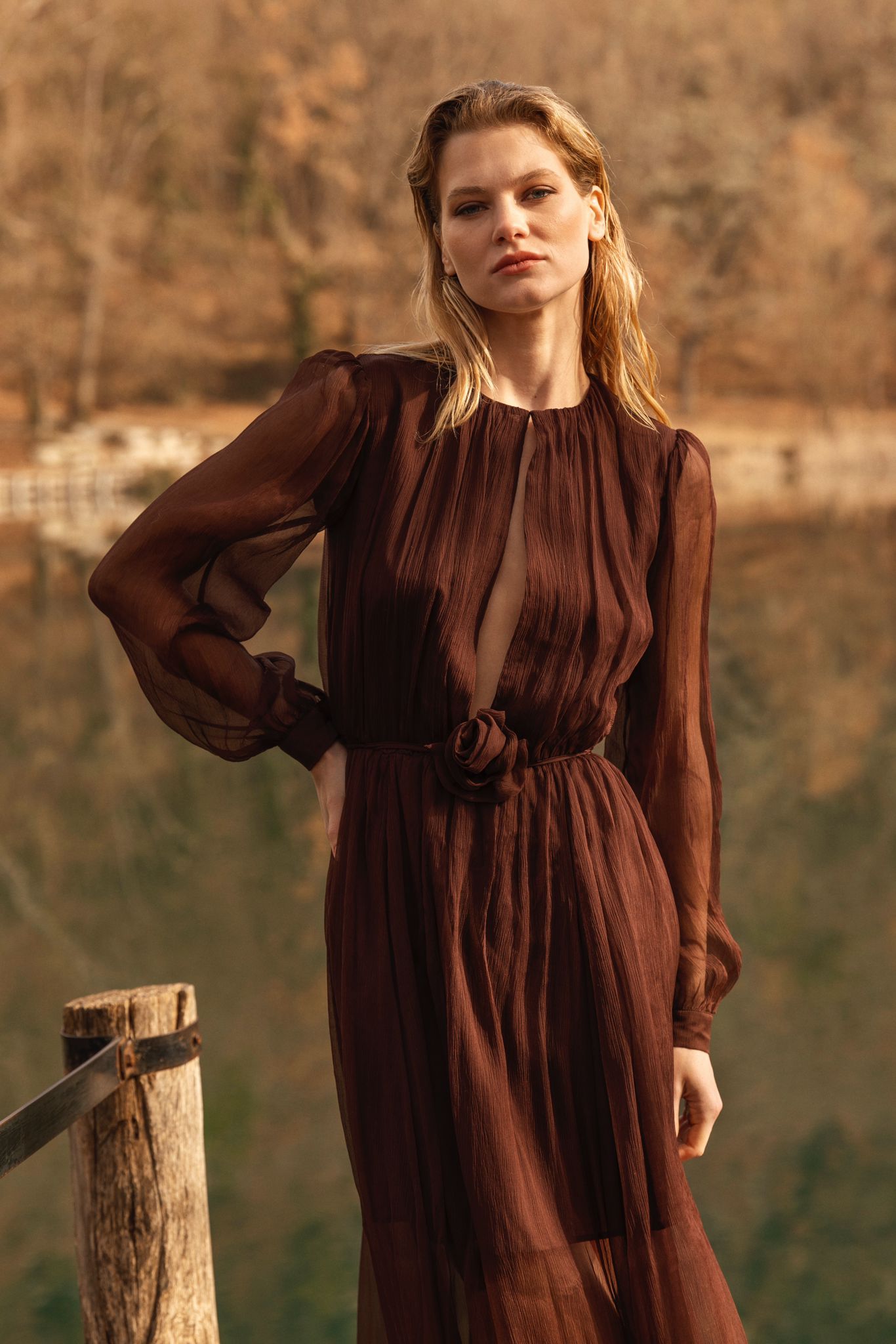 Abito chiffon cacao Lavi Couture