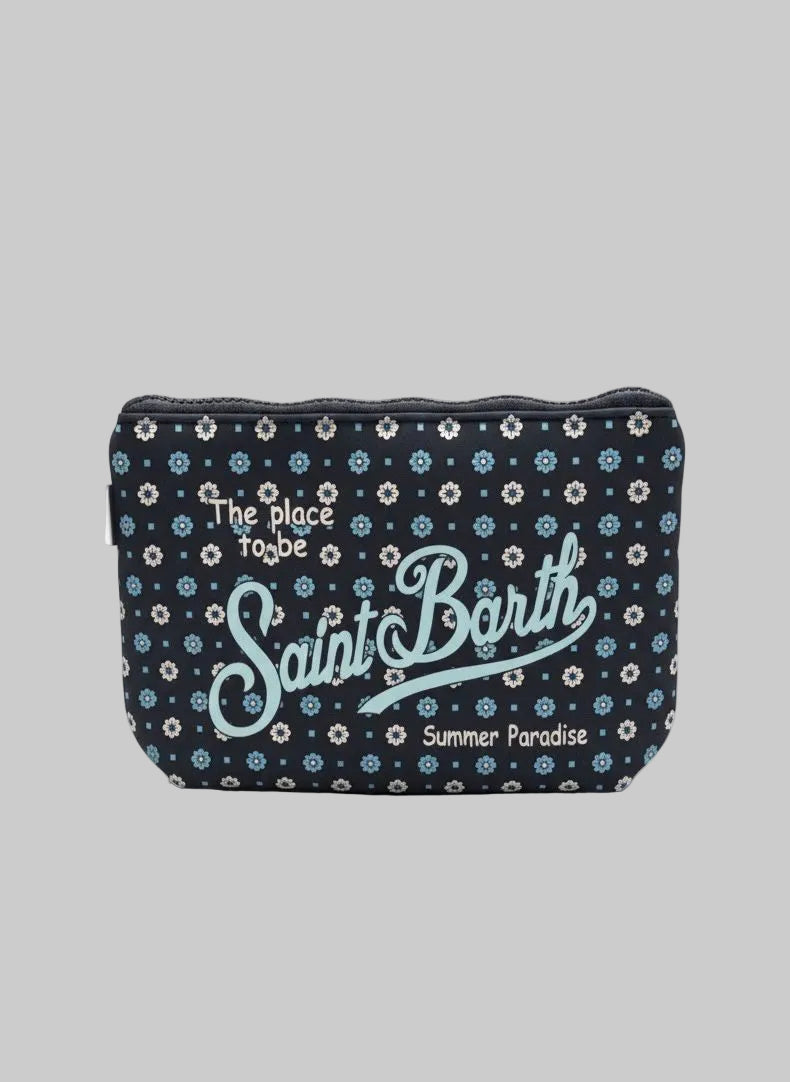 Pochette Aline scuba flower tie blu
