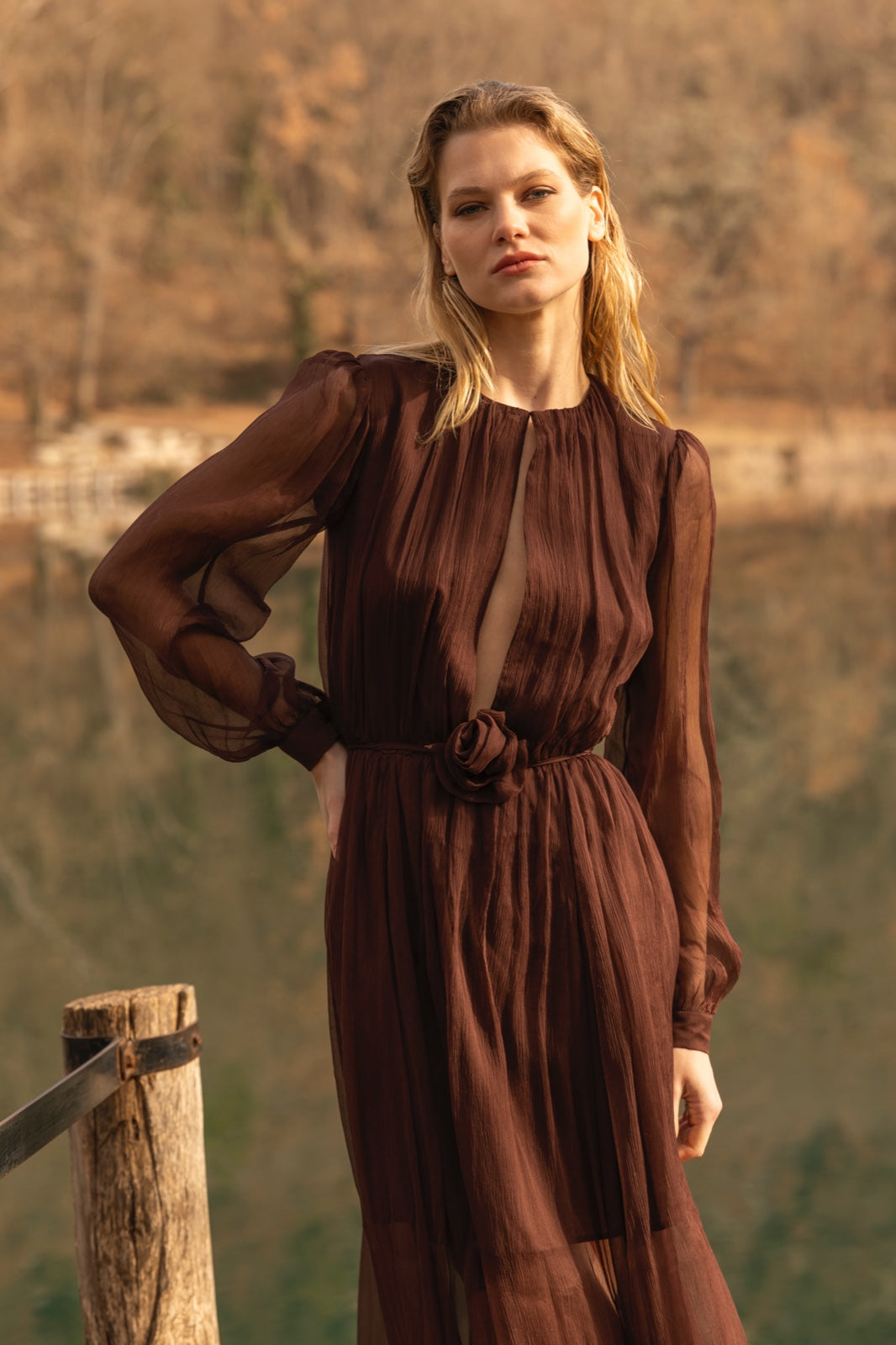 Abito chiffon cacao Lavi Couture
