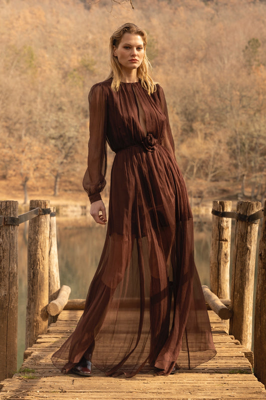 Abito chiffon cacao Lavi Couture