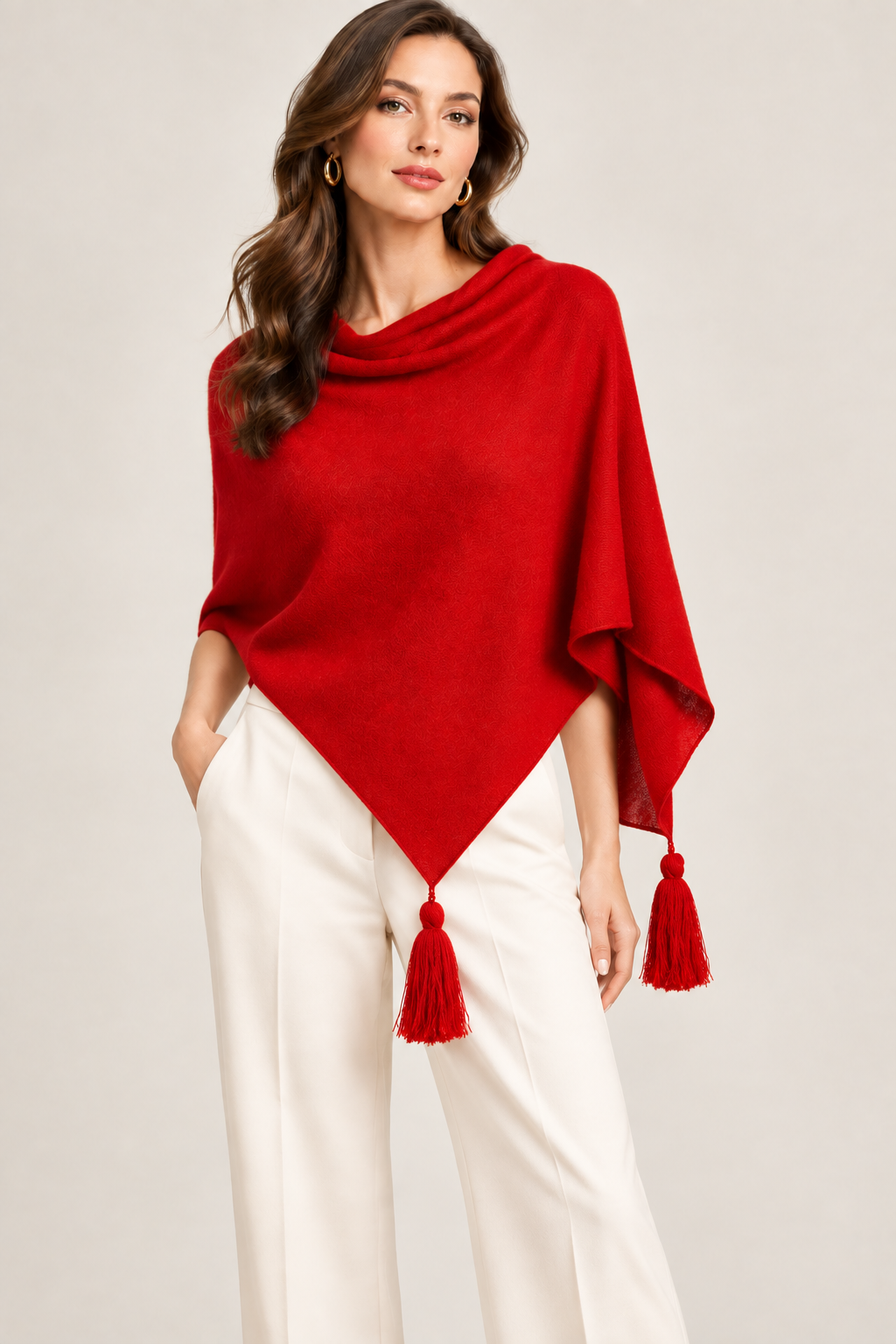 Poncho LDYBG 100% cashmere Rosso