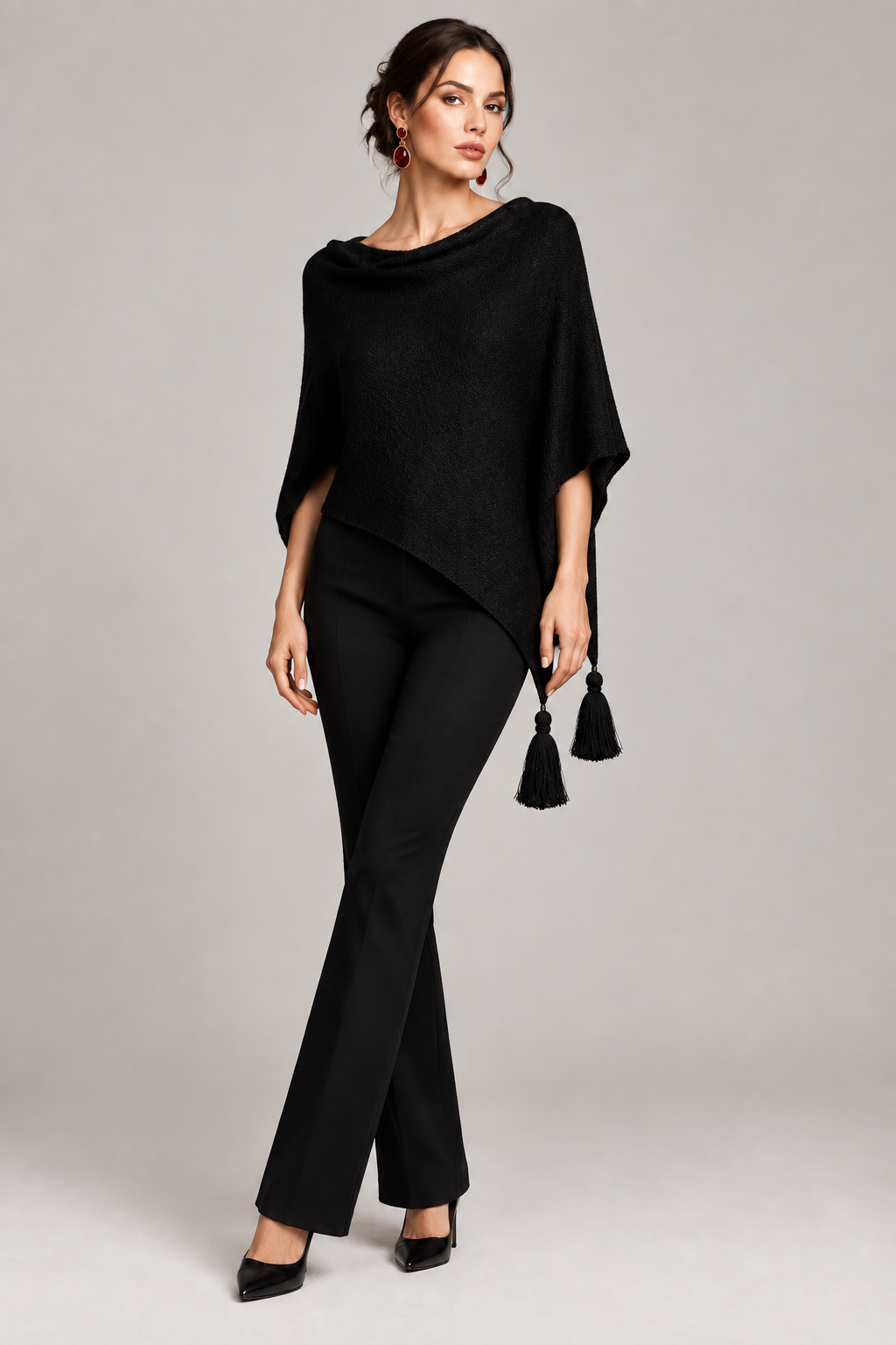 Poncho LDYBG 100% cashmere Nero