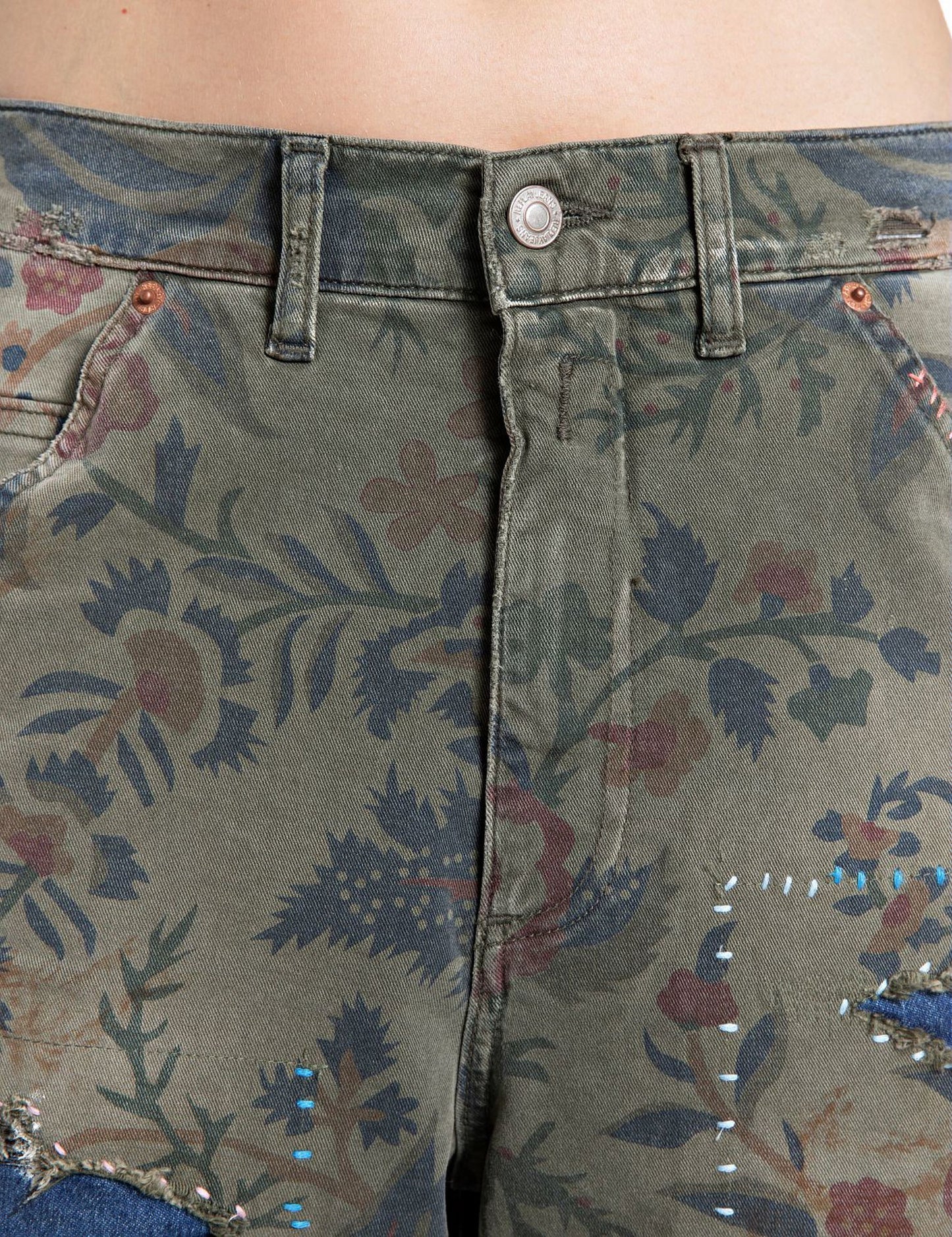 Pantaloni ricamati stampa botanica Replay