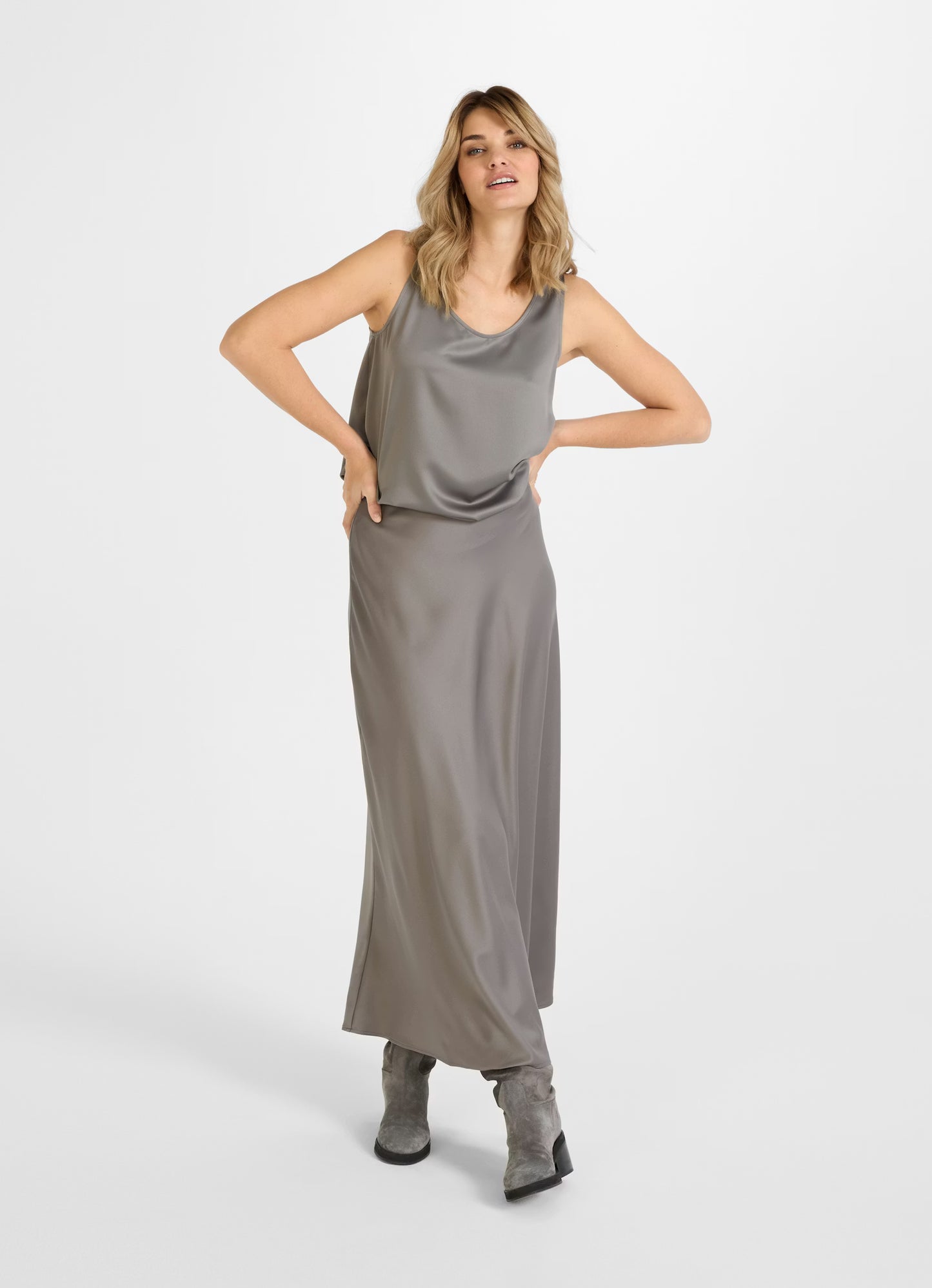 Gonna in raso grigio Juvia