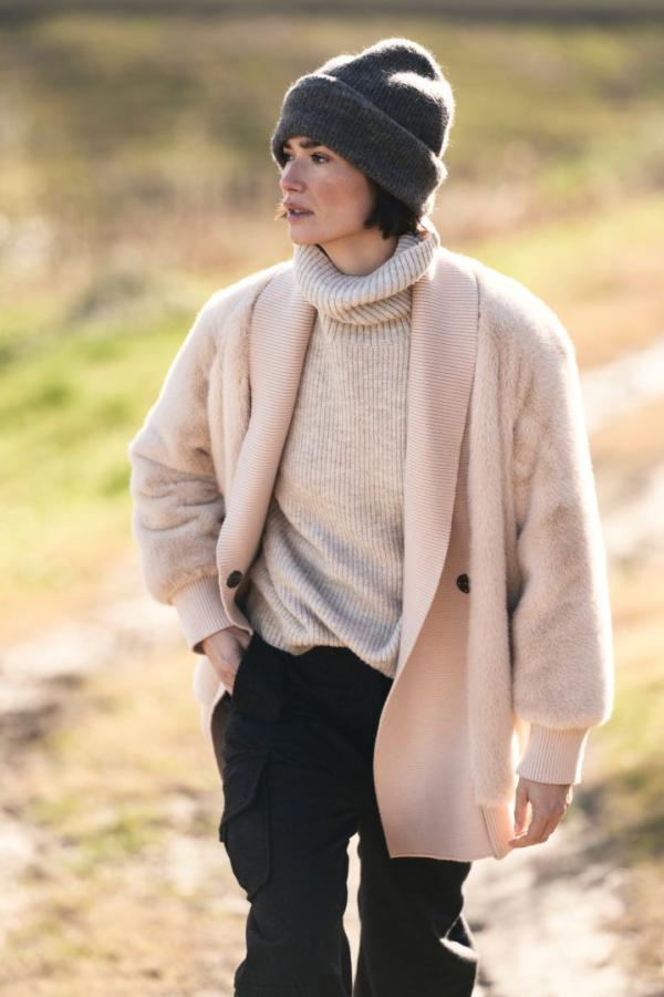 Giaccone faux fur ostrica