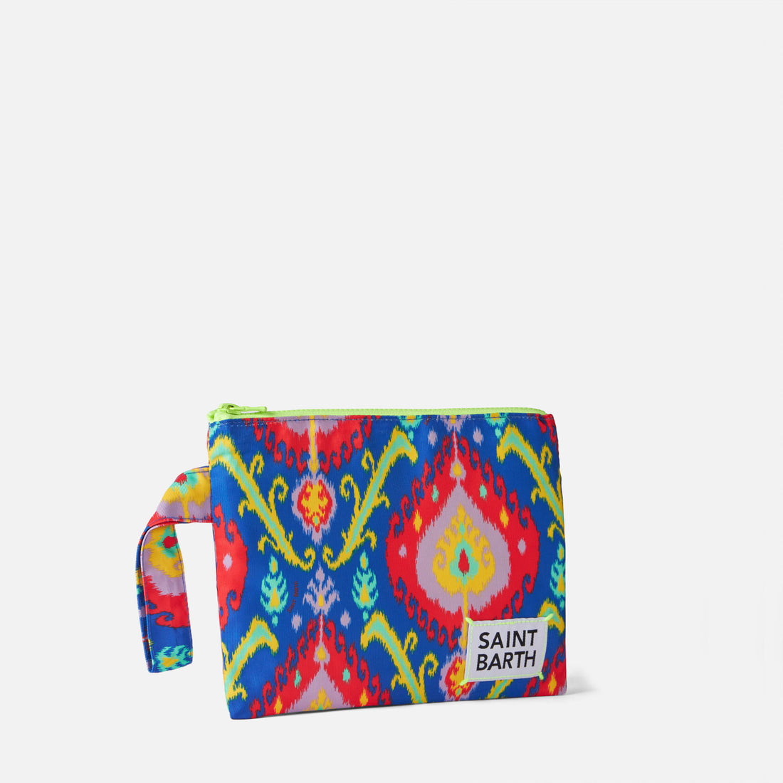 Pochette Saint Barth in nylon con stampa Ikat