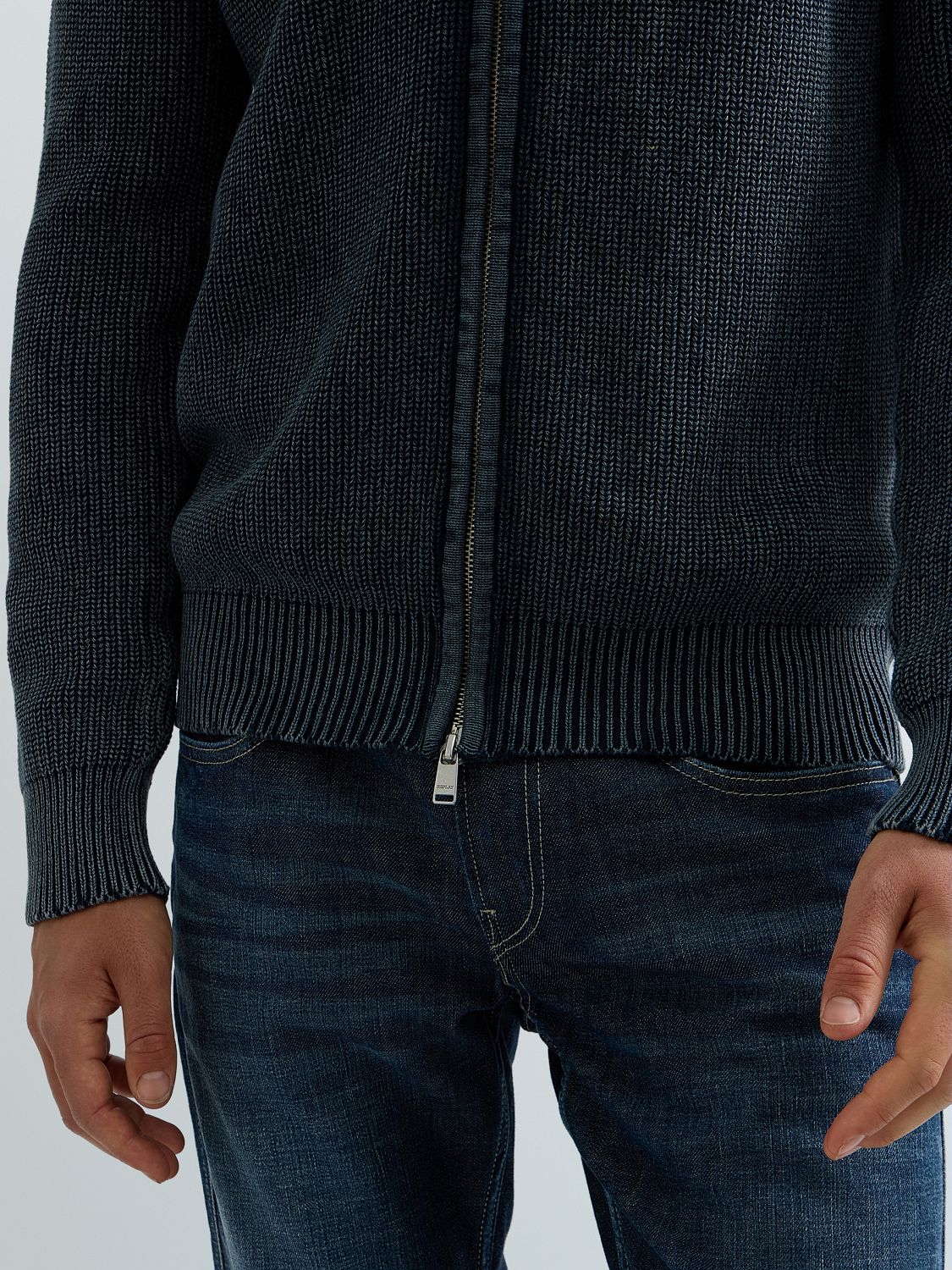 Maglione full zip blu Replay