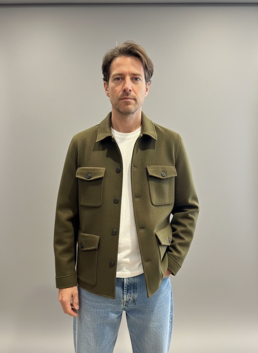 Giacca in lana verde militare Saint Barth