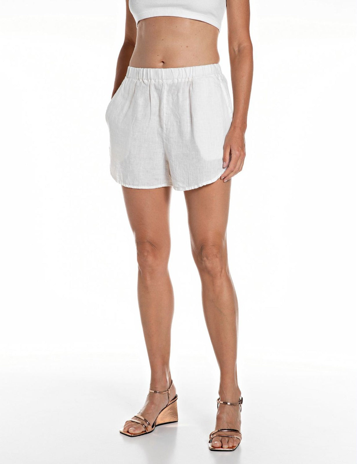 Shorts over in lino Replay bianco