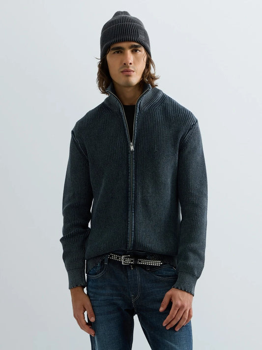 Maglione full zip blu Replay