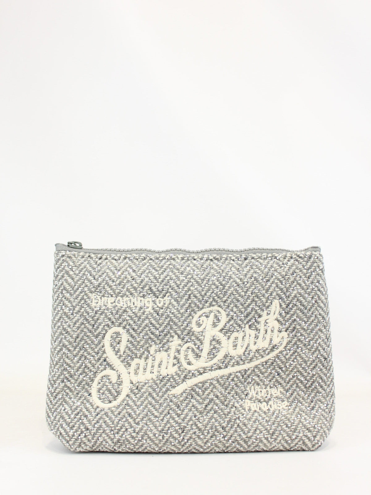 Pochette glitter Aline Saint Barth grigia