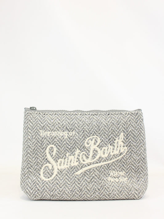 Pochette glitter Aline Saint Barth grigia