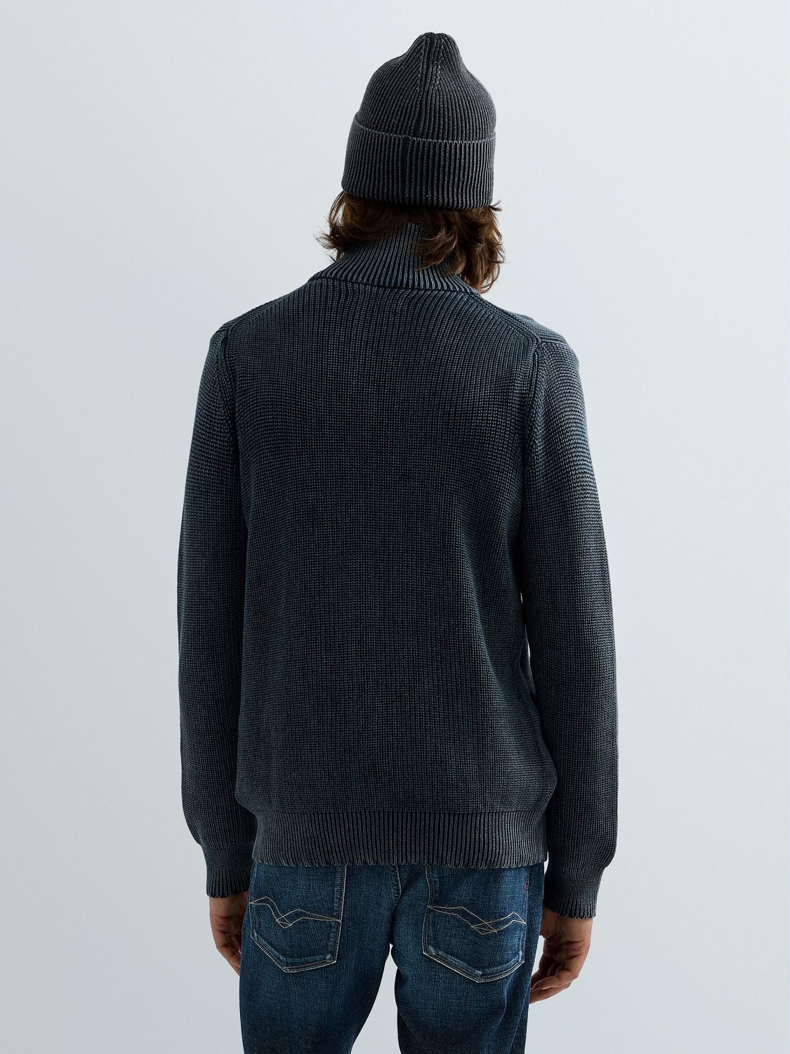 Maglione full zip blu Replay