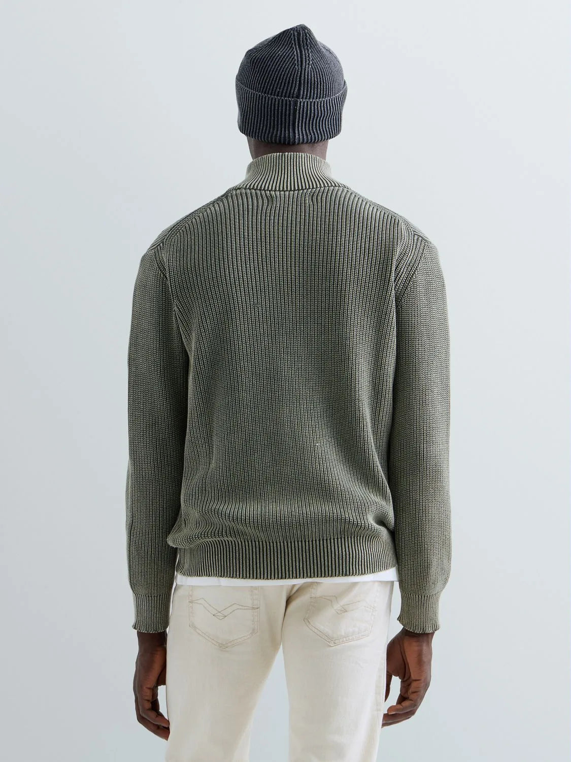Pullover con zip corta verde Replay