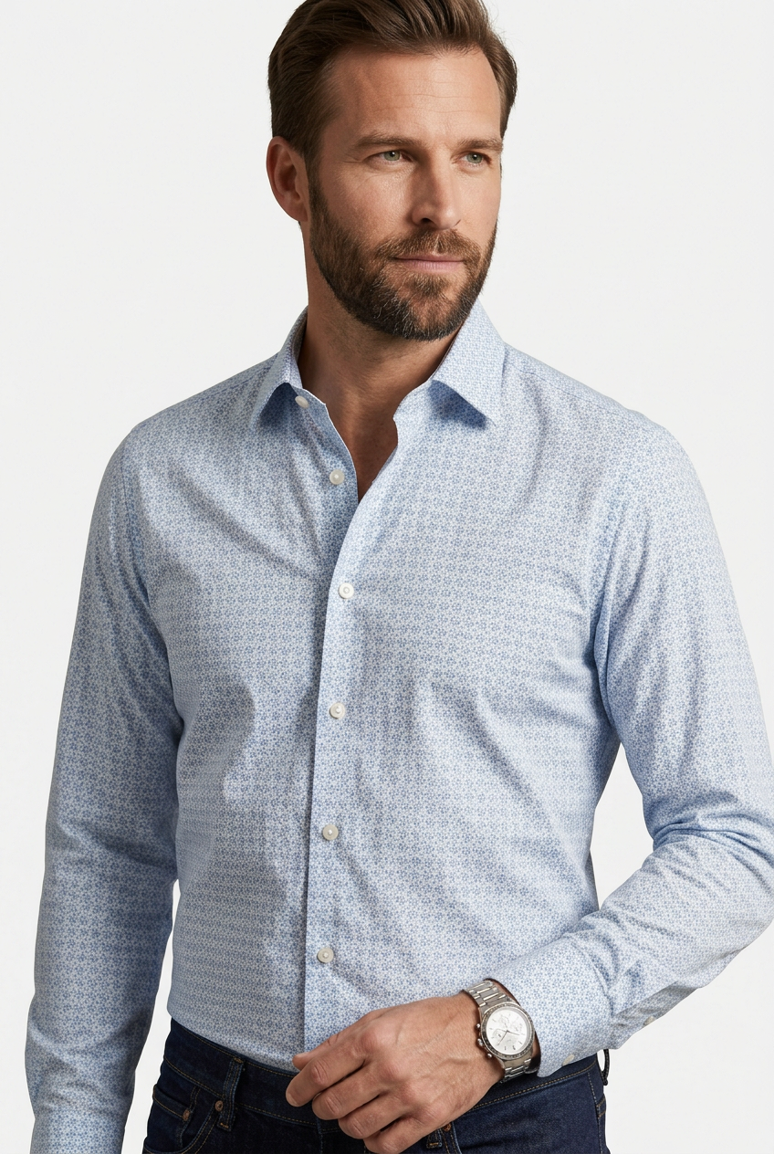 Camicia Xacus azzurra Fantasia geometrical