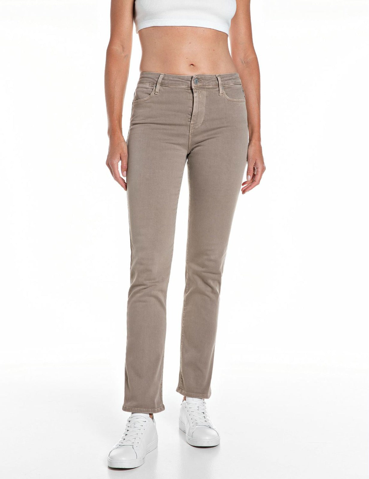 Jeans Zolie straight leg Replay tortora