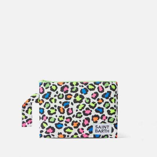 Pochette Saint Barth in nylon con stampa ani