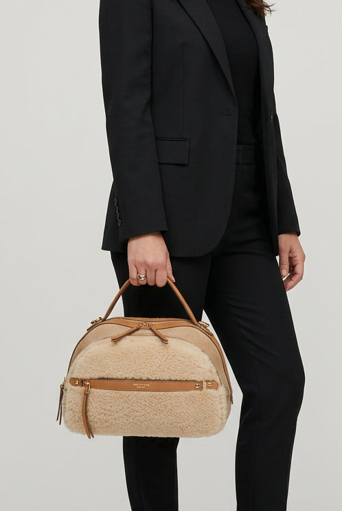 Bauletto Borbonese in shearling beige