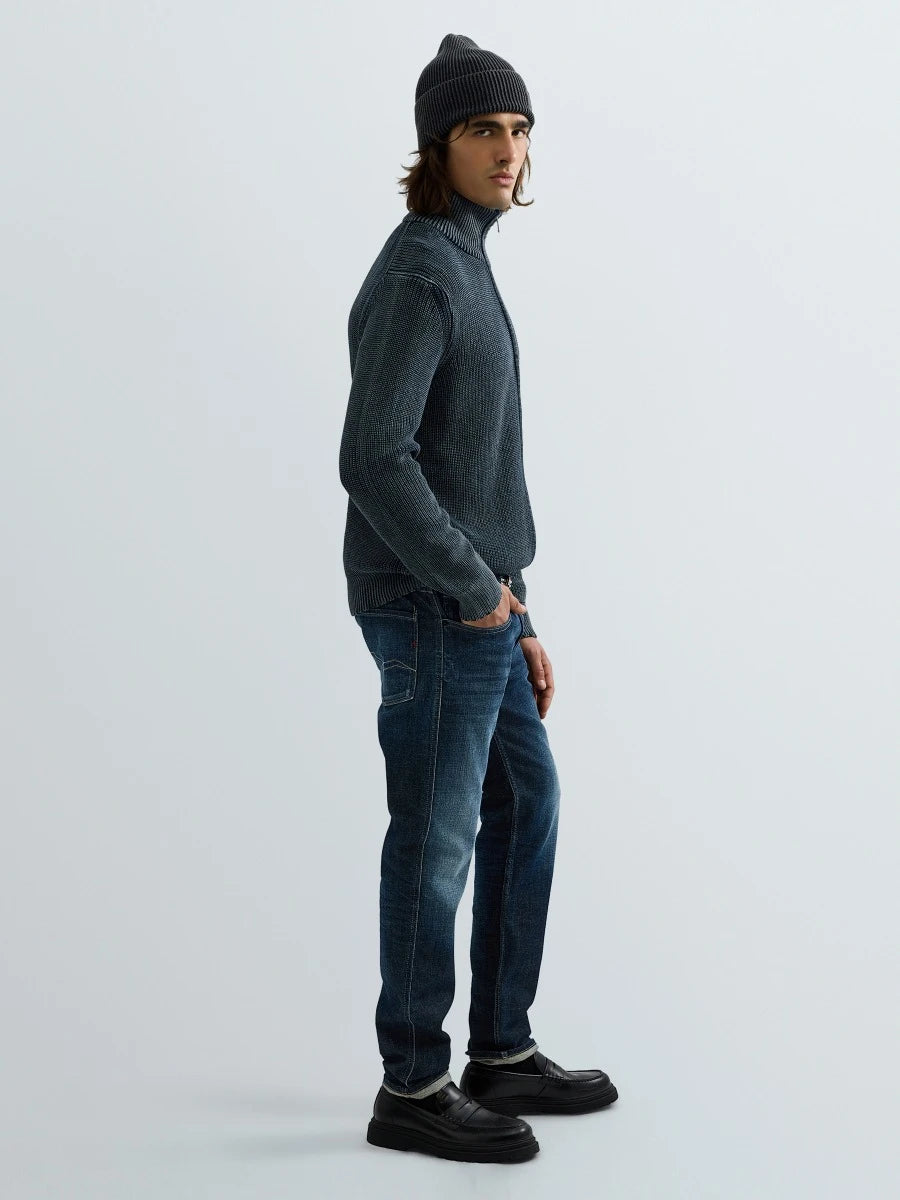 Maglione full zip blu Replay