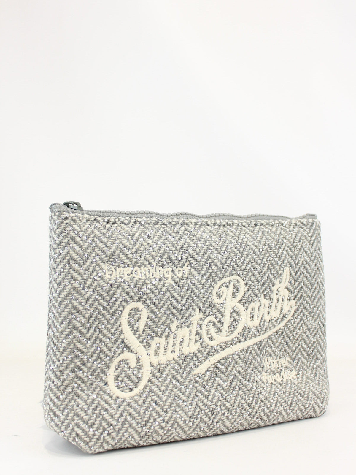 Pochette glitter Aline Saint Barth grigia
