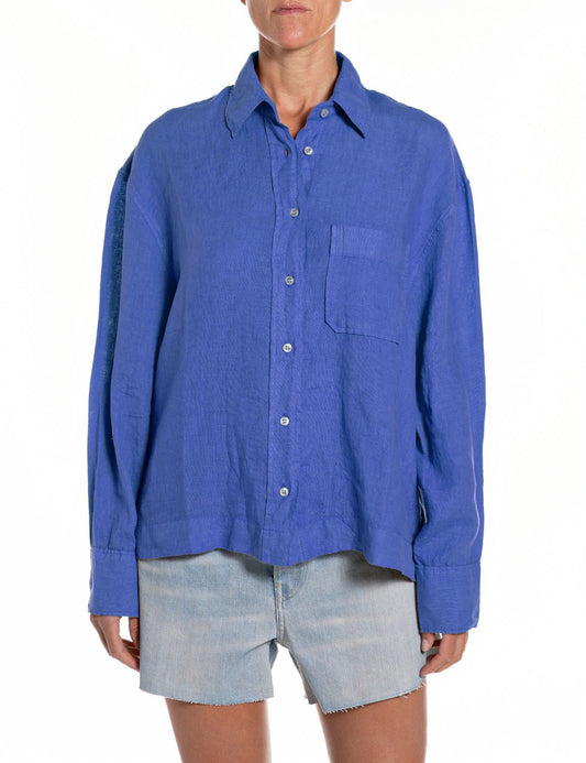 Camicia over in lino Replay pervinca