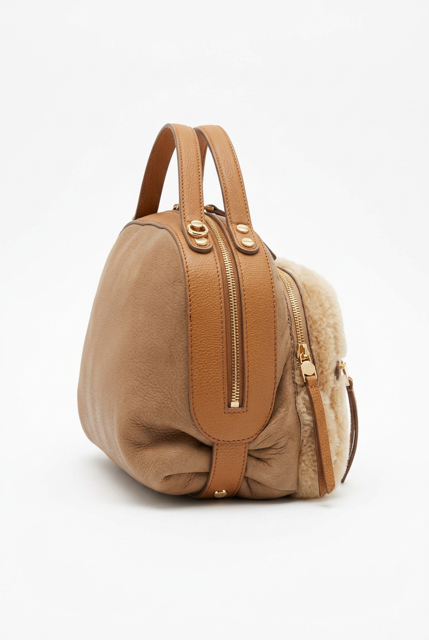 Bauletto Borbonese in shearling beige