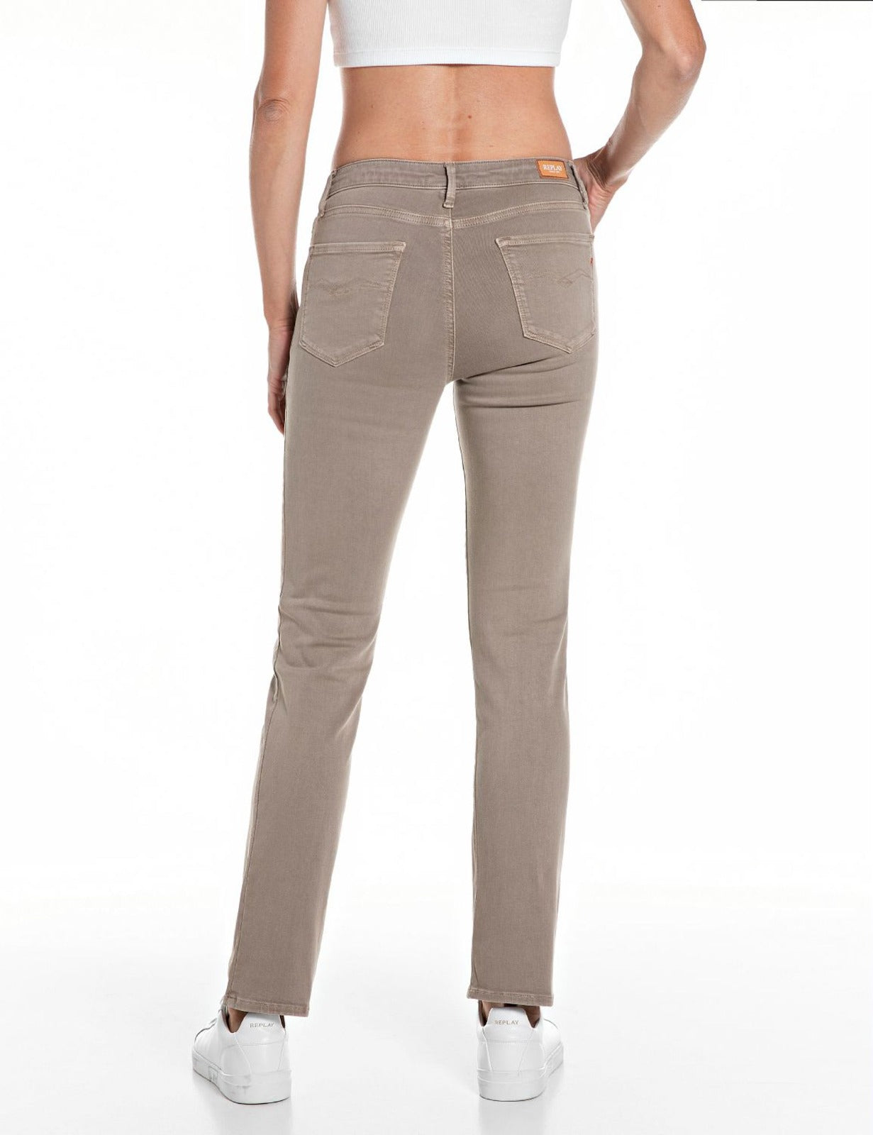 Jeans Zolie straight leg Replay tortora