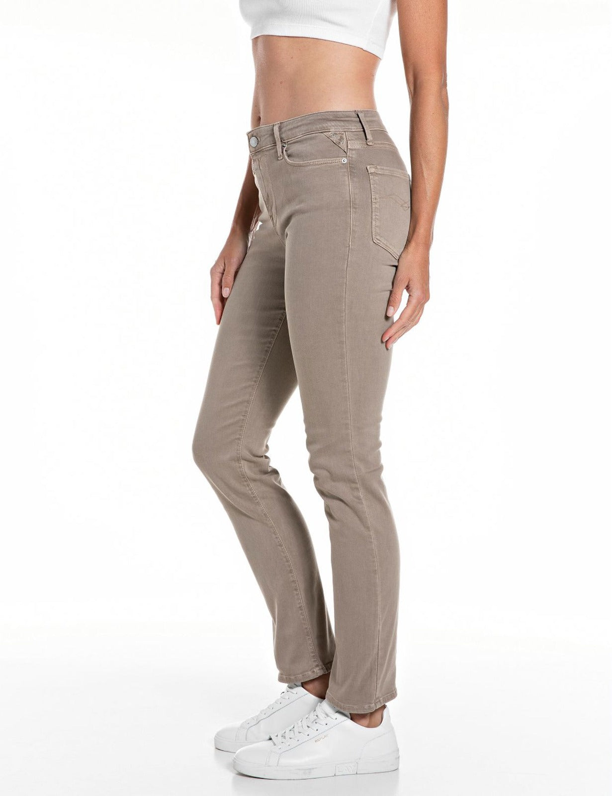 Jeans Zolie straight leg Replay tortora
