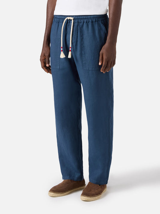 Pantalone lino blu Saint Barth