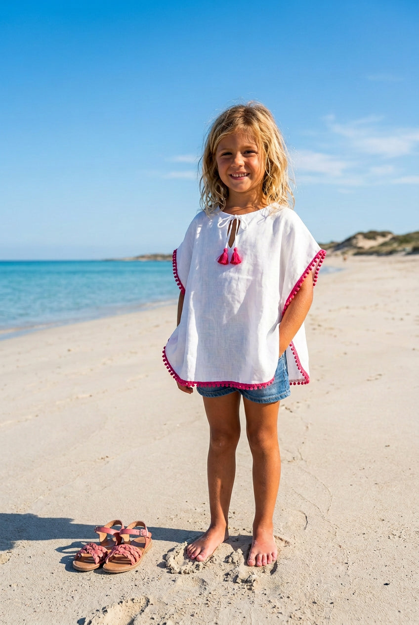 Poncho mare in lino St. Barth