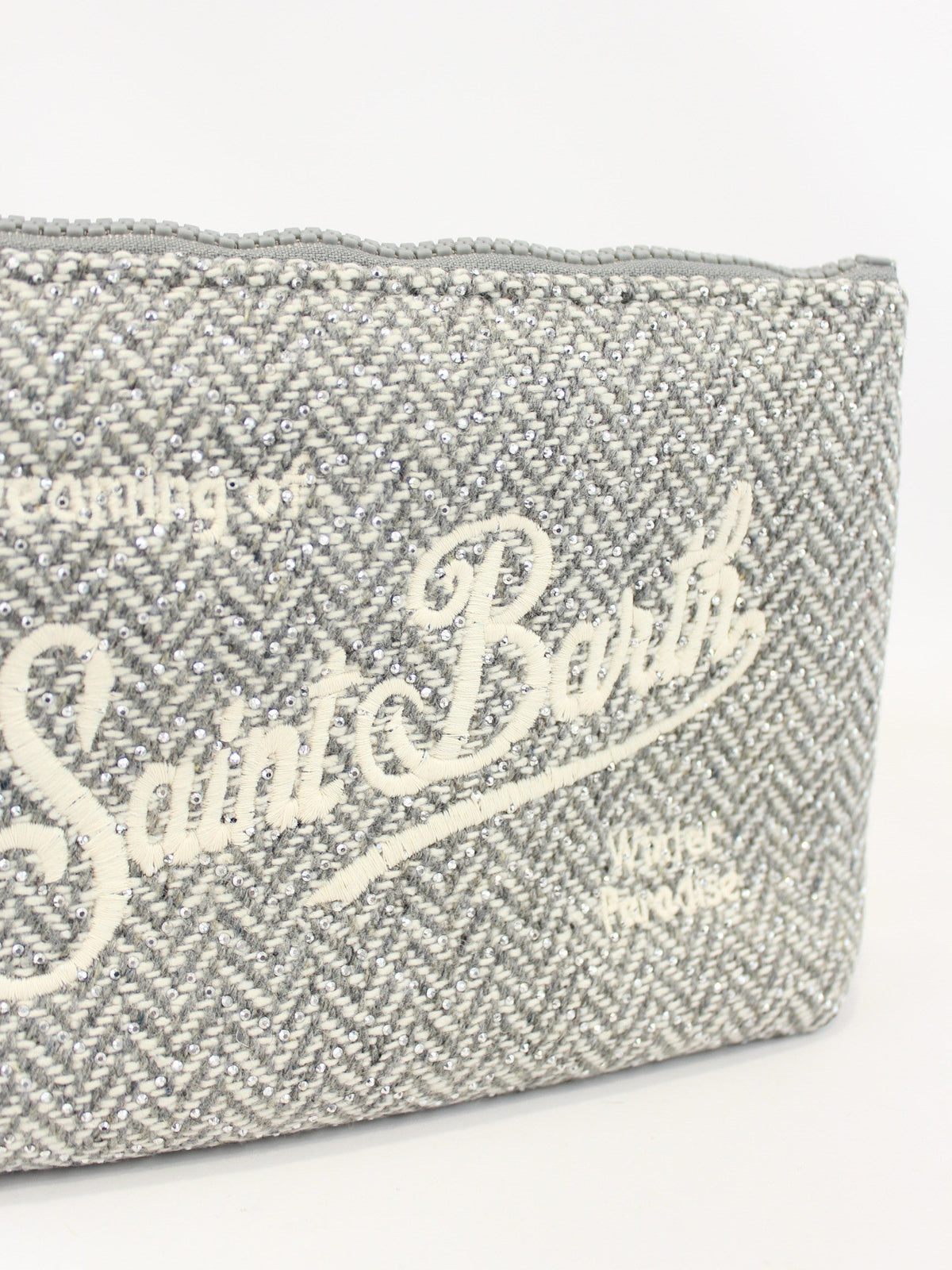 Pochette glitter Aline Saint Barth grigia