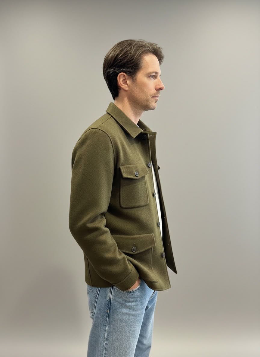 Giacca in lana verde militare Saint Barth