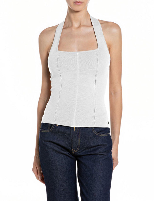 Top scollo americano bianco Replay