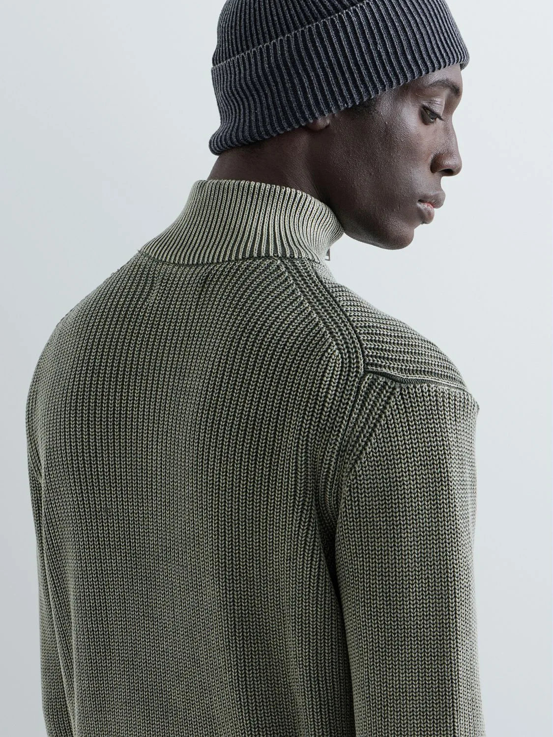 Pullover con zip corta verde Replay