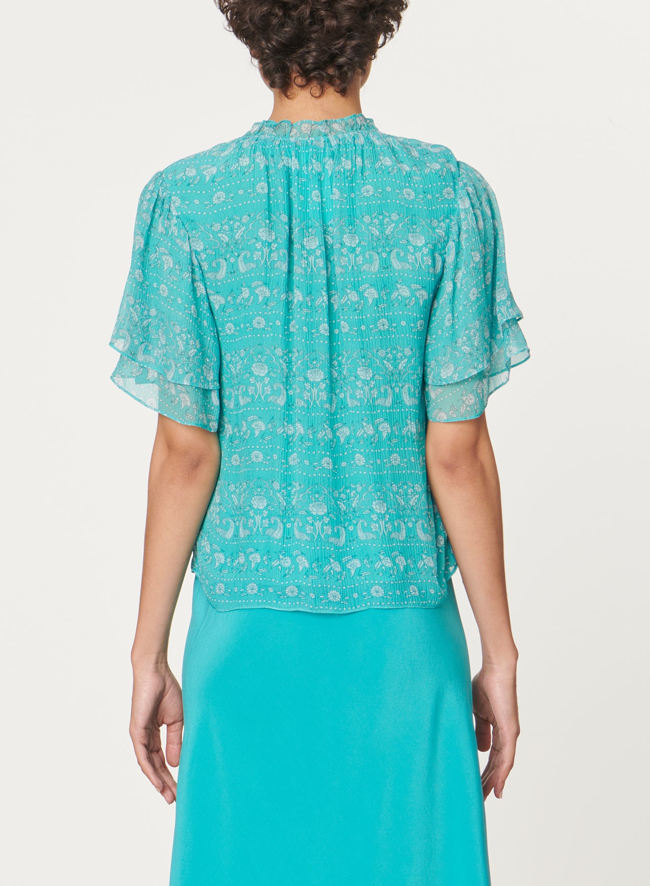 Blusa stelie micro fantasia turchese