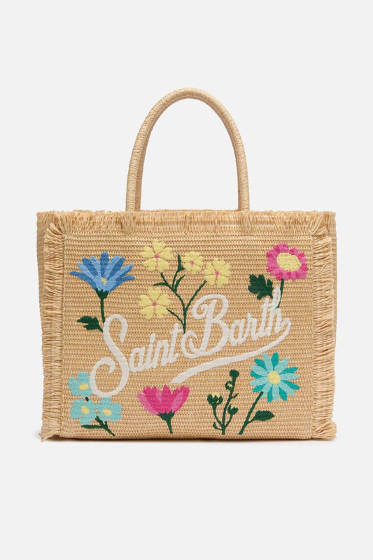 Borsa raffia Vanity Flowery St. Barth