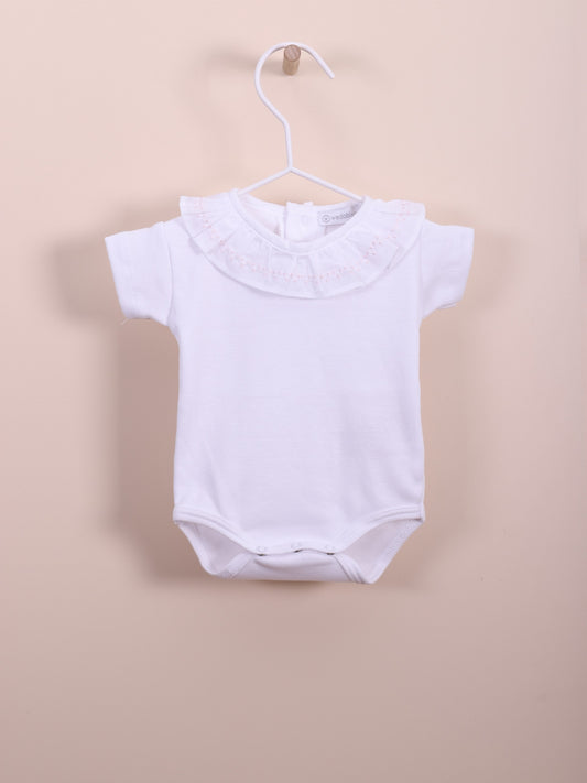 BODY BIANCO  CON RICAMI  ROSA