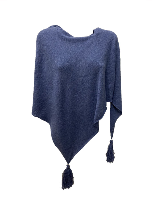 Poncho LDYBG 100% cashmere blue jeans