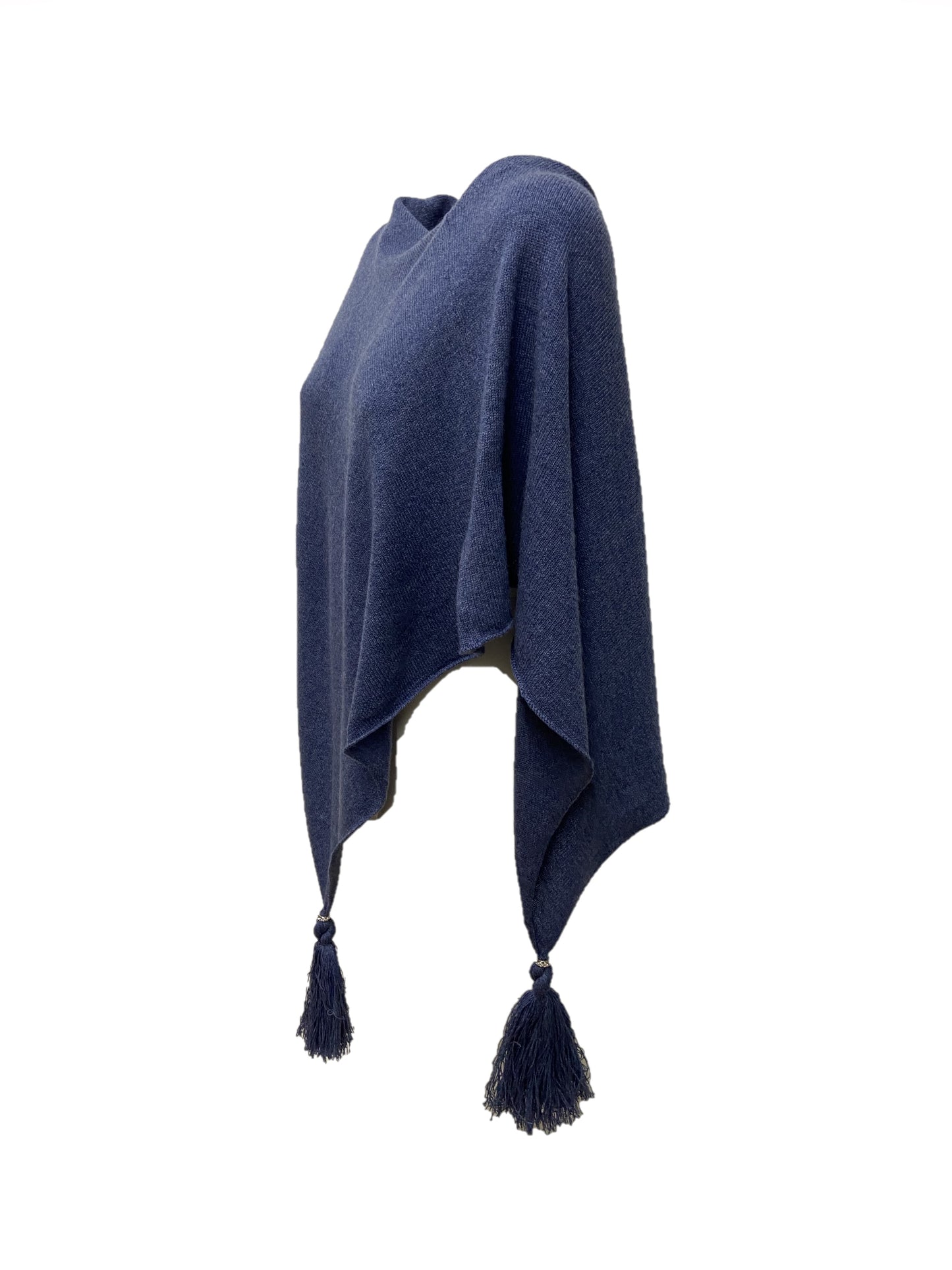 Poncho LDYBG 100% cashmere blue jeans
