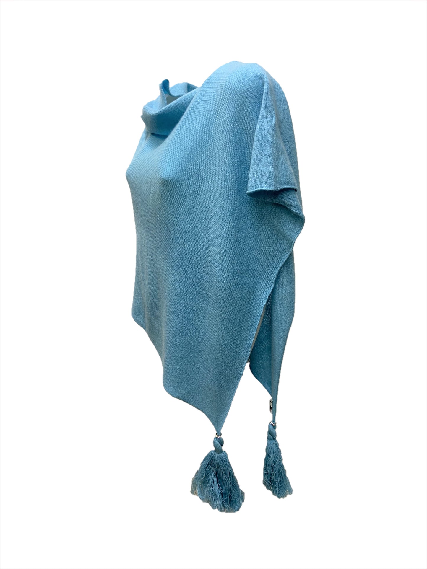 Poncho LDYBG 100% cashmere turchese